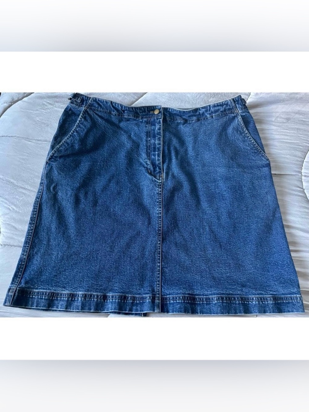 Vintage Ralph Lauren Co. Classic Blue Denim A-Line Midi-Skirt